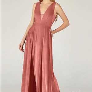A-Line Floor Length Velvet Bridesmaid Dress